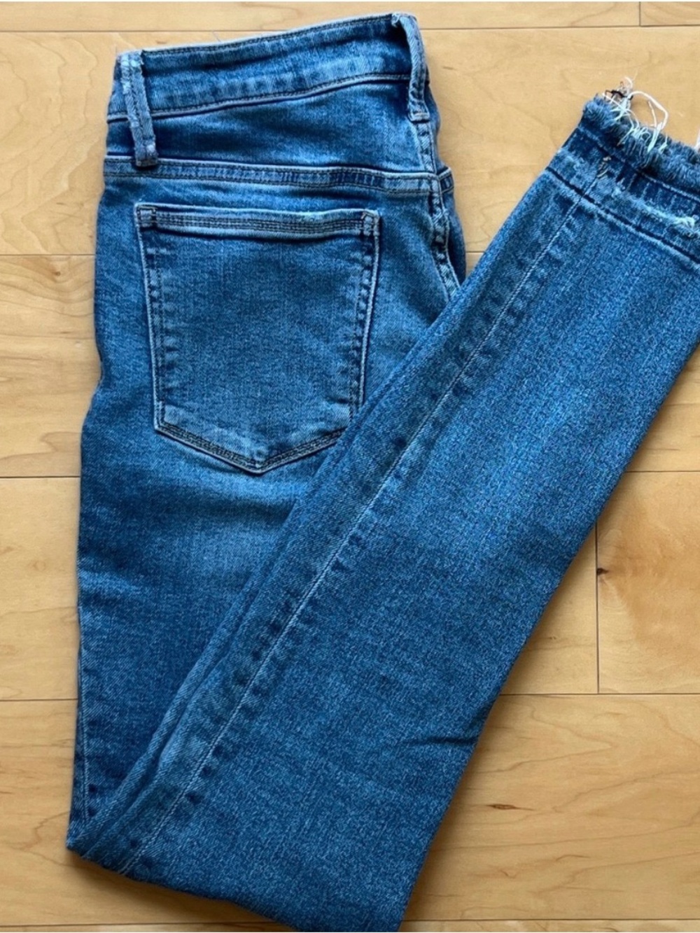 Sam Edelman The Kitten Mid Rise Skinny Ankle Jeans Raw Hem Size 26